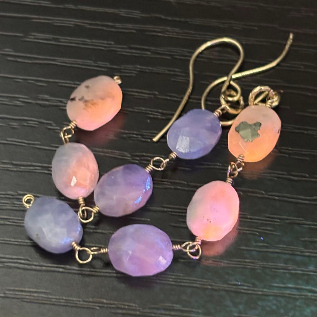 ハックマナイト＆アフガナイト✴︎14kgfピアスP320