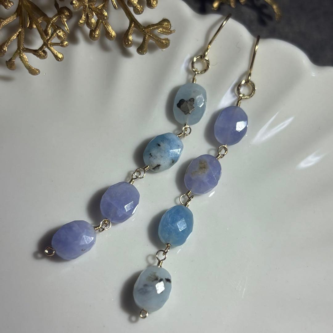 ハックマナイト＆アフガナイト✴︎14kgfピアスP320