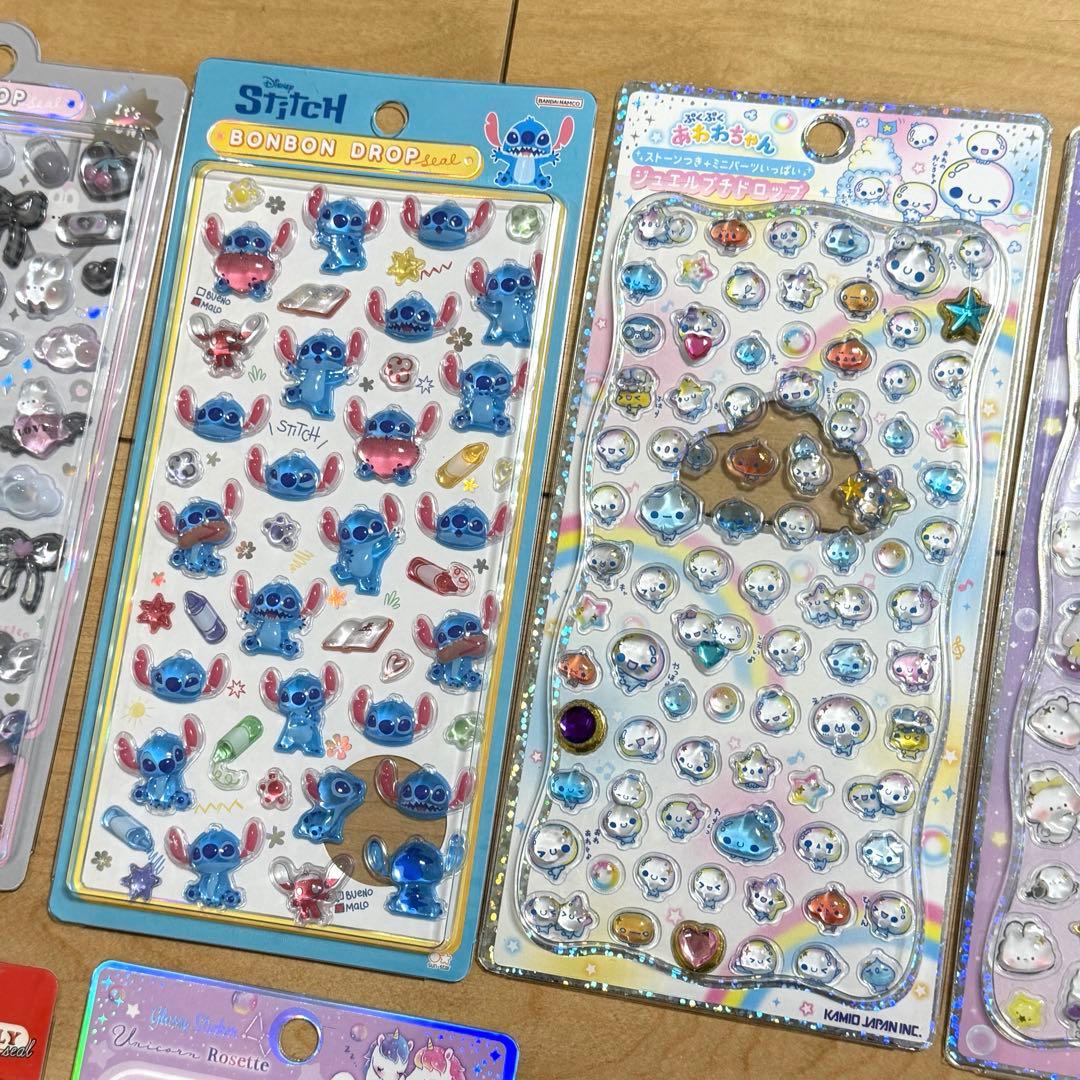 ボンボンドロップ　スティッチ　しずくちゃん　タイルシール　おはじきシール　あわわ