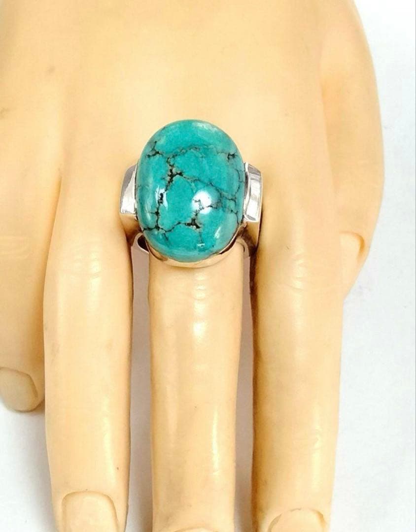ターコイズ　ハンドメイド　シルバーリング