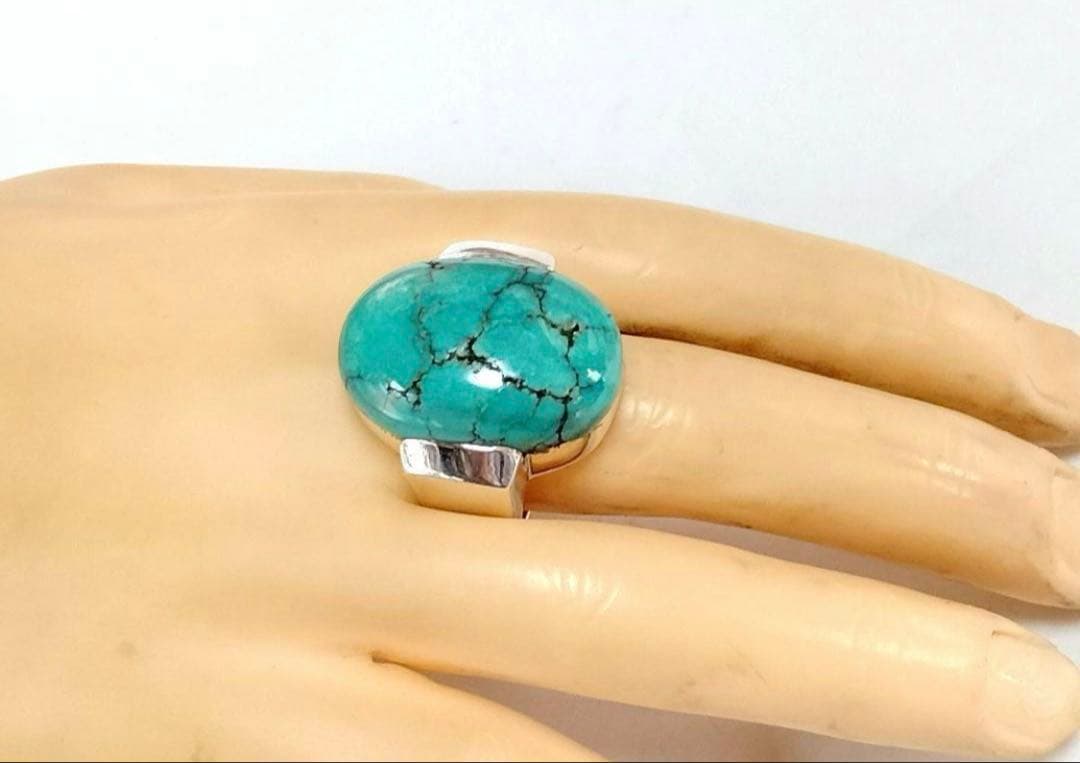 ターコイズ　ハンドメイド　シルバーリング