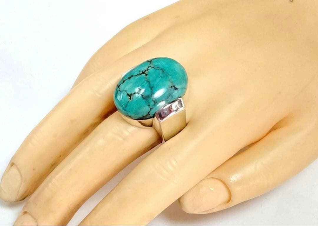 ターコイズ　ハンドメイド　シルバーリング