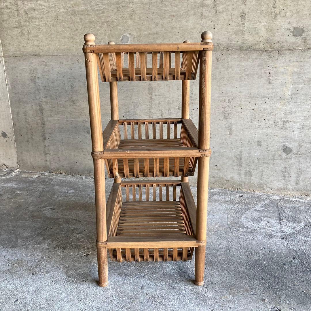 木製 金属 ラック スタンド カゴ 2点 飾り棚 シャビー レトロ