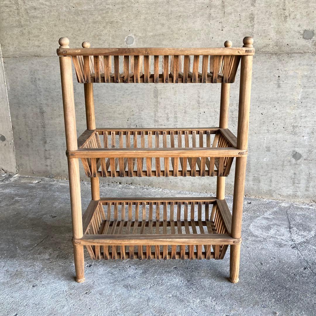 木製 金属 ラック スタンド カゴ 2点 飾り棚 シャビー レトロ