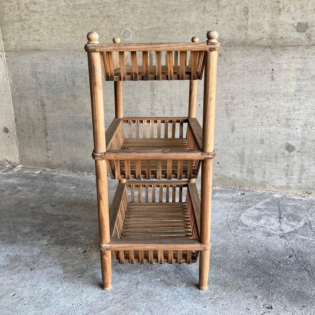 木製 金属 ラック スタンド カゴ 2点 飾り棚 シャビー レトロ