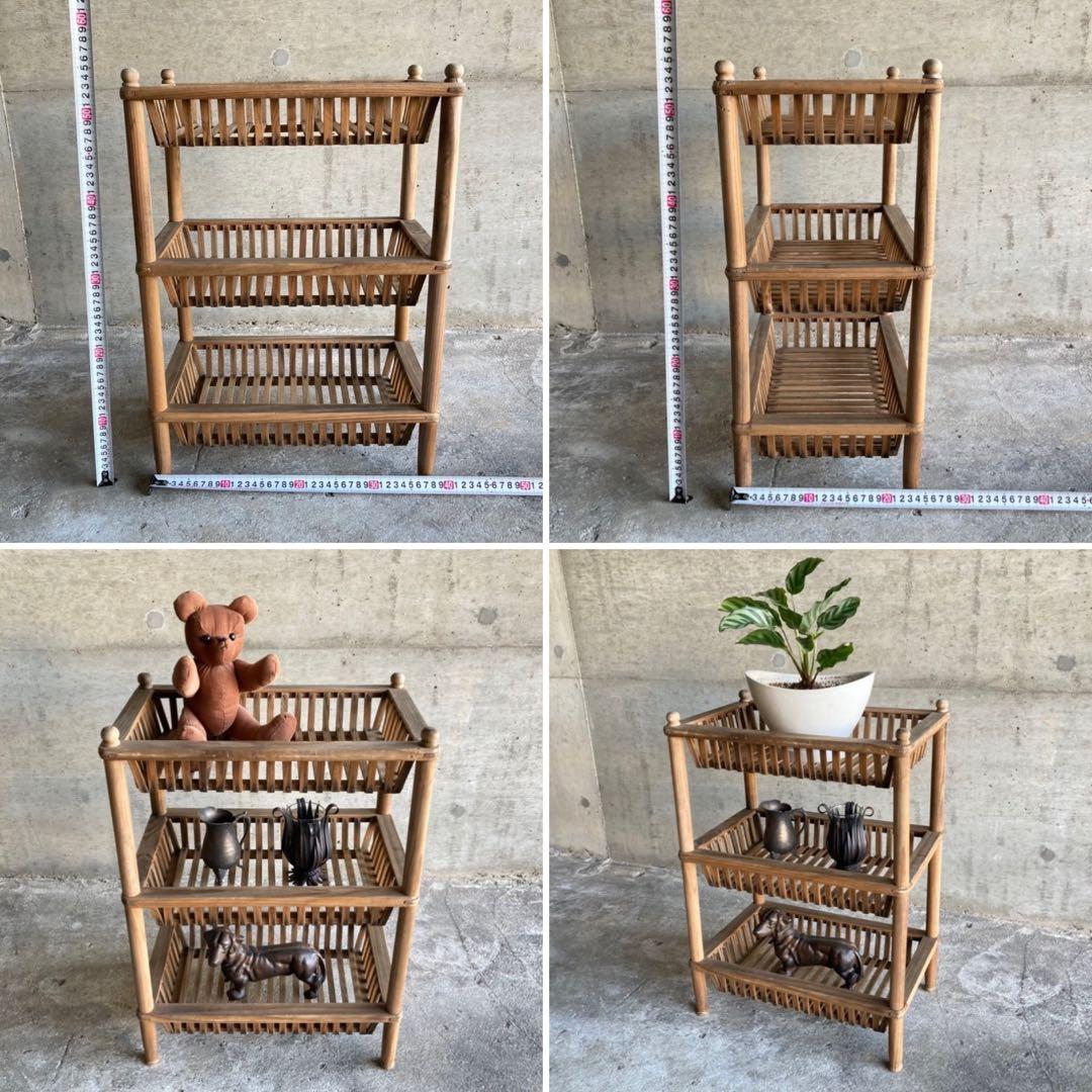 木製 金属 ラック スタンド カゴ 2点 飾り棚 シャビー レトロ