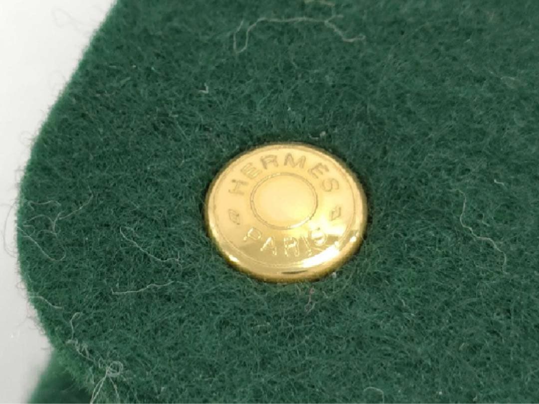 HERMES エルメス フェルト トランプケース ポーチ ダークグリーン