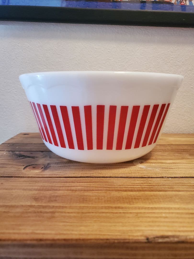 Hazel Atlas大きめキャンディーストライプボウル　ヴィンテージ