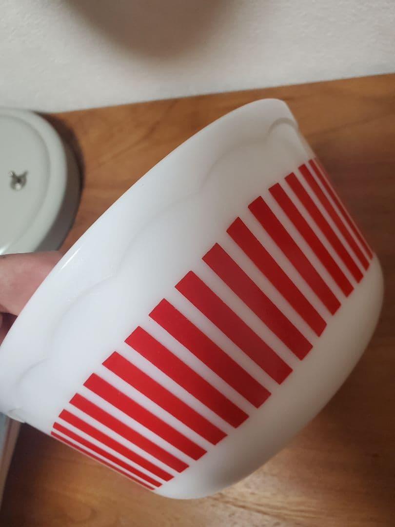 Hazel Atlas大きめキャンディーストライプボウル　ヴィンテージ