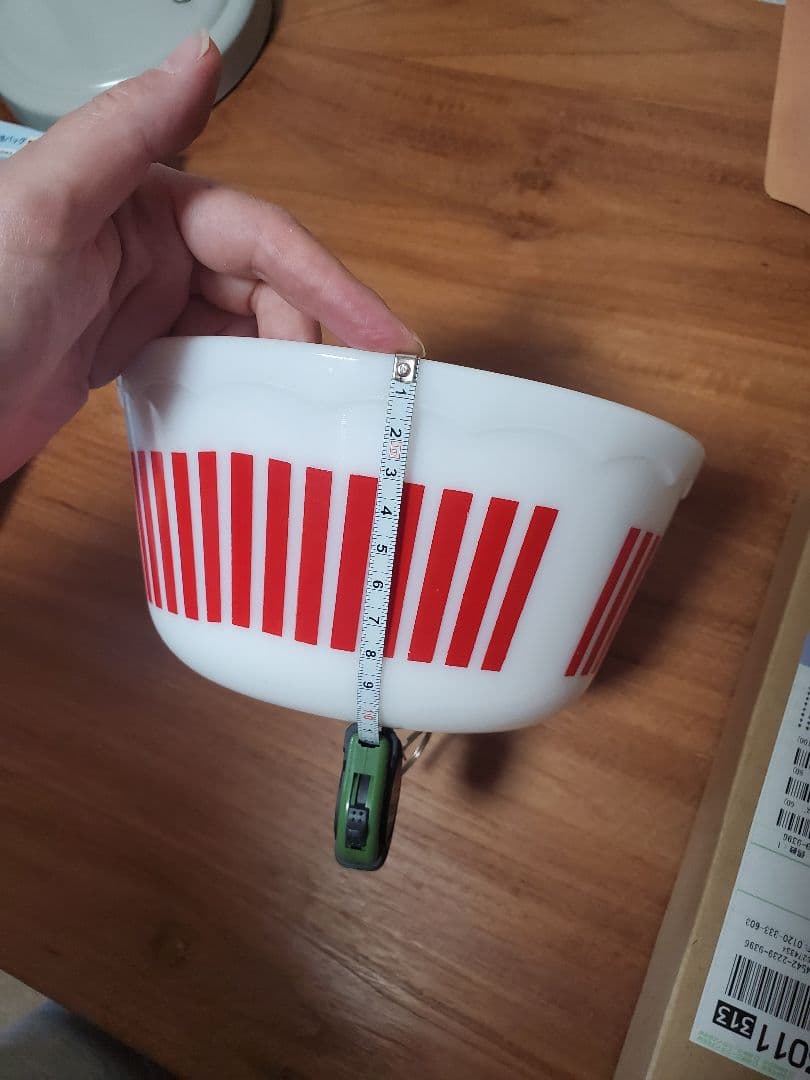 Hazel Atlas大きめキャンディーストライプボウル　ヴィンテージ