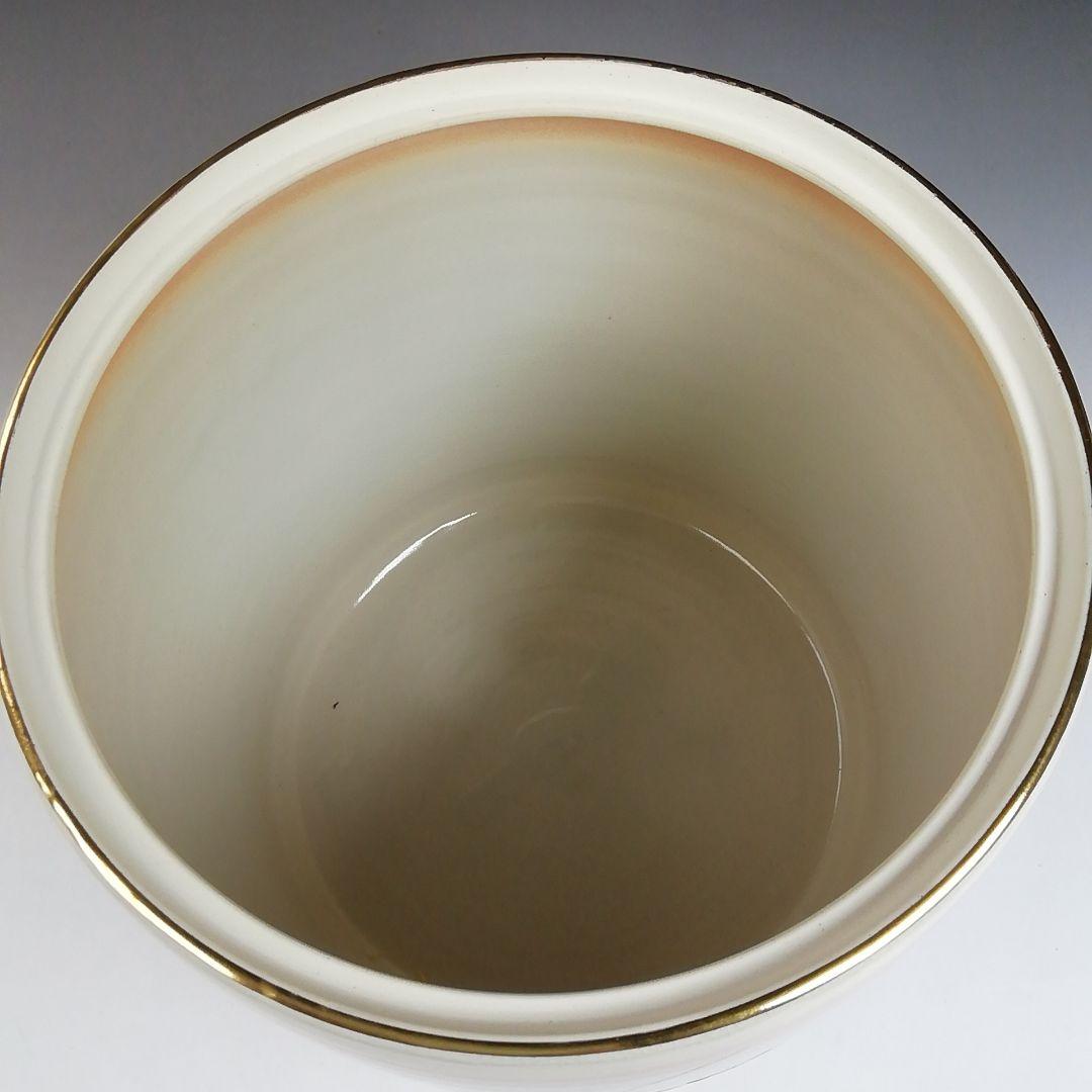 Ｔ９２７　水指　『仁清　芒に桔梗』『御室窯 造』　共箱　茶道具