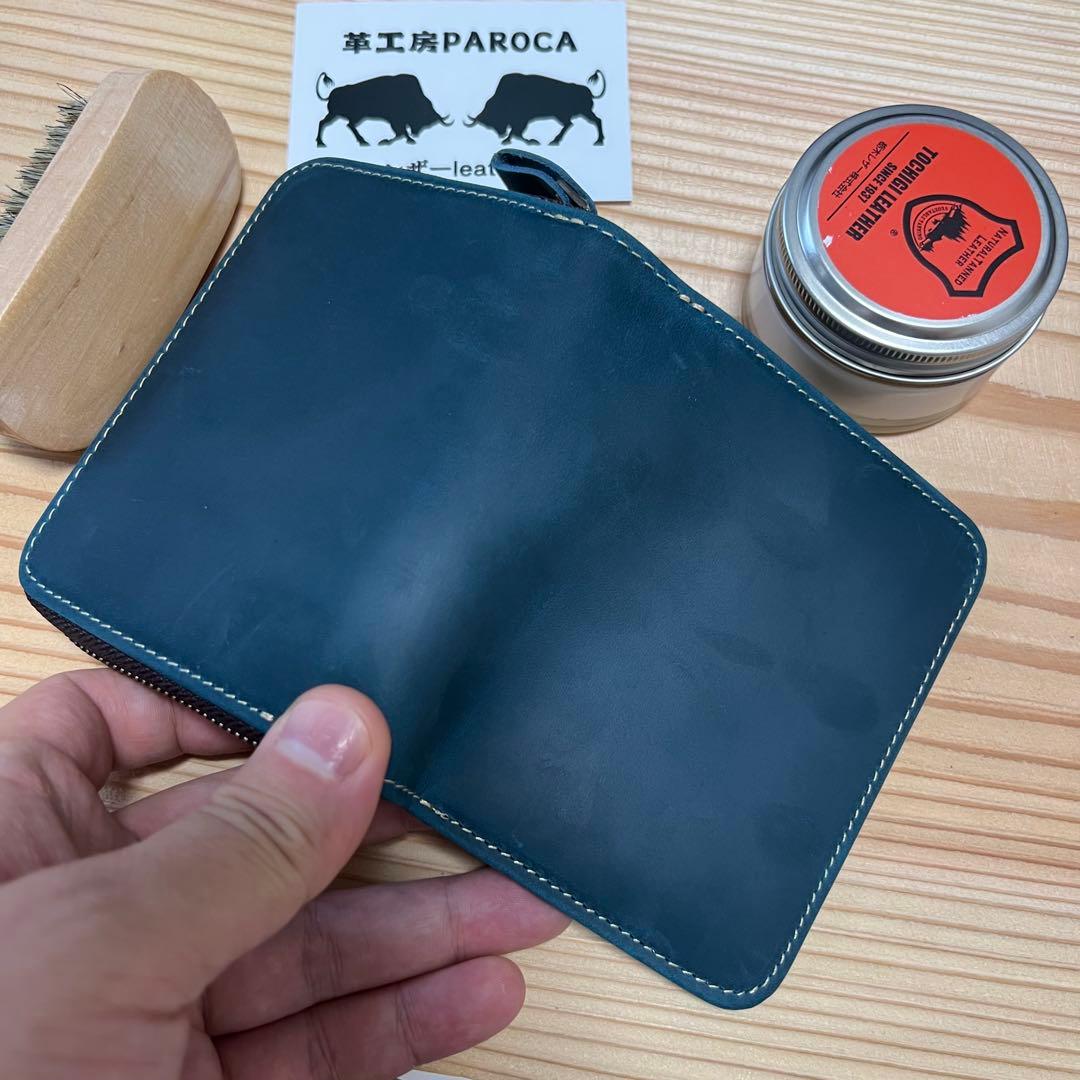 イタリアンレザー「オイルドヌバック」牛ヌメ革 本革 コンパクト ミニ財布 人気