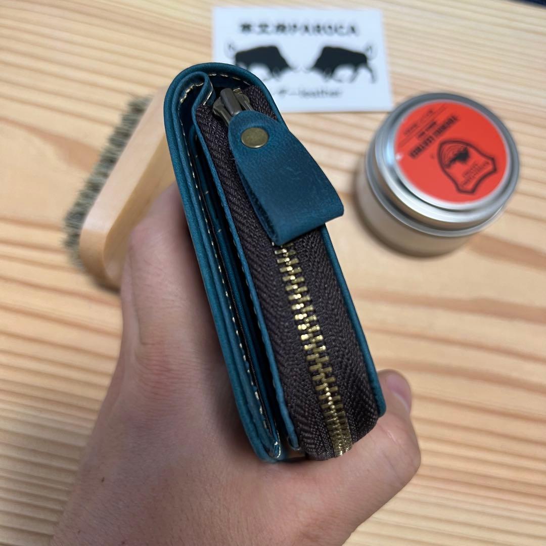 イタリアンレザー「オイルドヌバック」牛ヌメ革 本革 コンパクト ミニ財布 人気