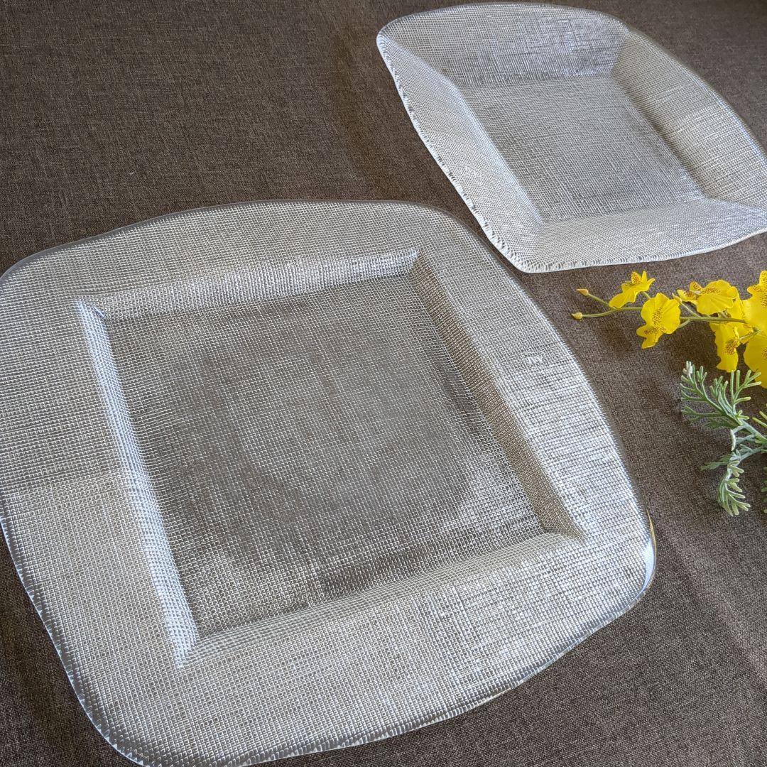 IVV アイブイブイ イタリア製 ガラス スクエア 角皿 大小 2枚 セット