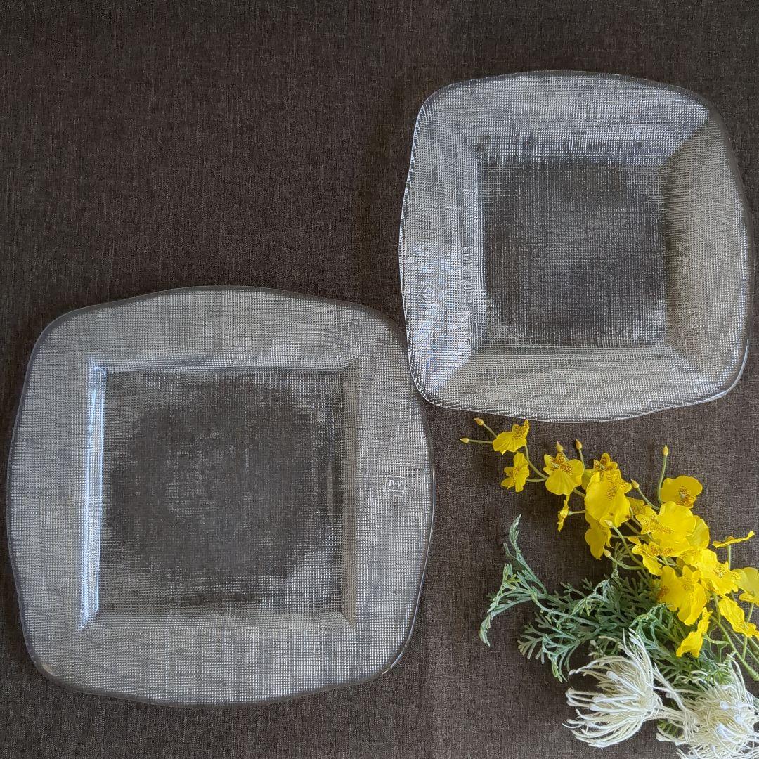 IVV アイブイブイ イタリア製 ガラス スクエア 角皿 大小 2枚 セット