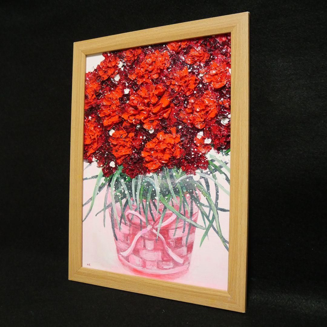 油絵 油彩 油彩画 絵 絵画【赤いカーネーション】