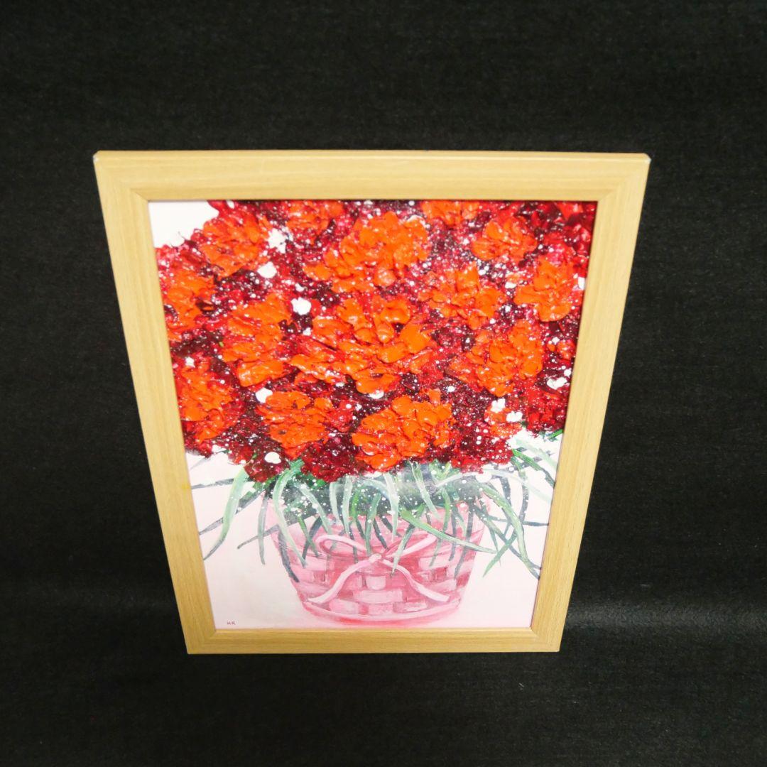 油絵 油彩 油彩画 絵 絵画【赤いカーネーション】
