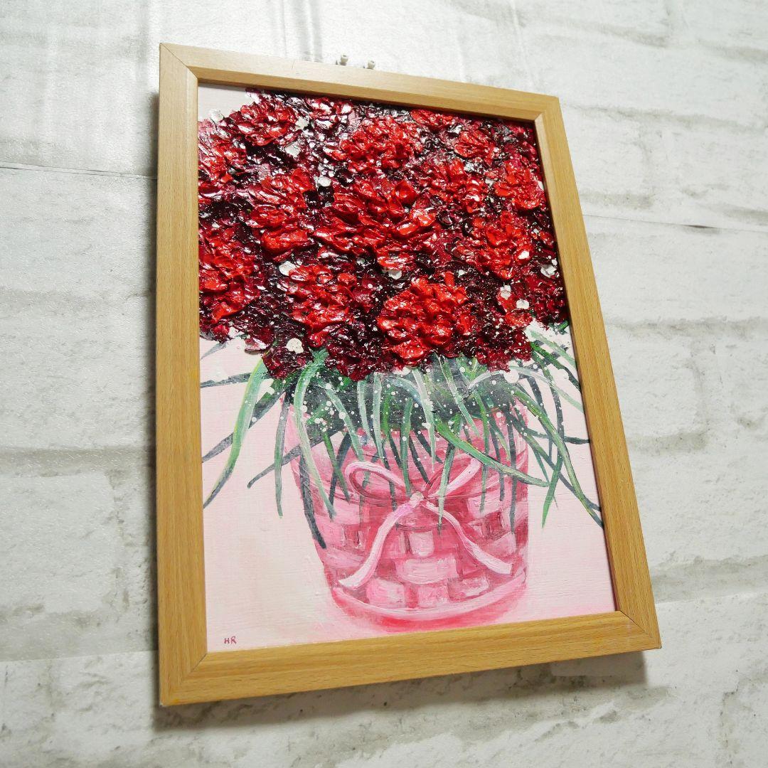 油絵 油彩 油彩画 絵 絵画【赤いカーネーション】