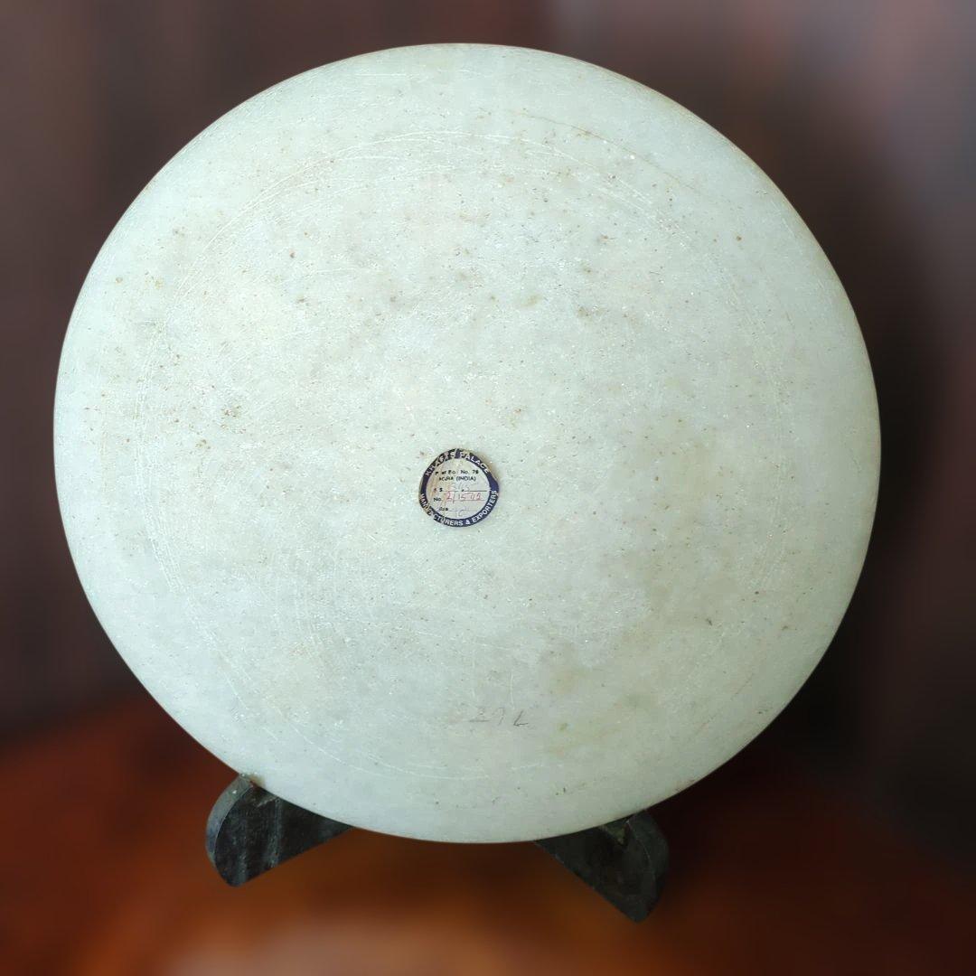 インド伝統工芸品、大理石象嵌細工 のプレート、木製スタンド付