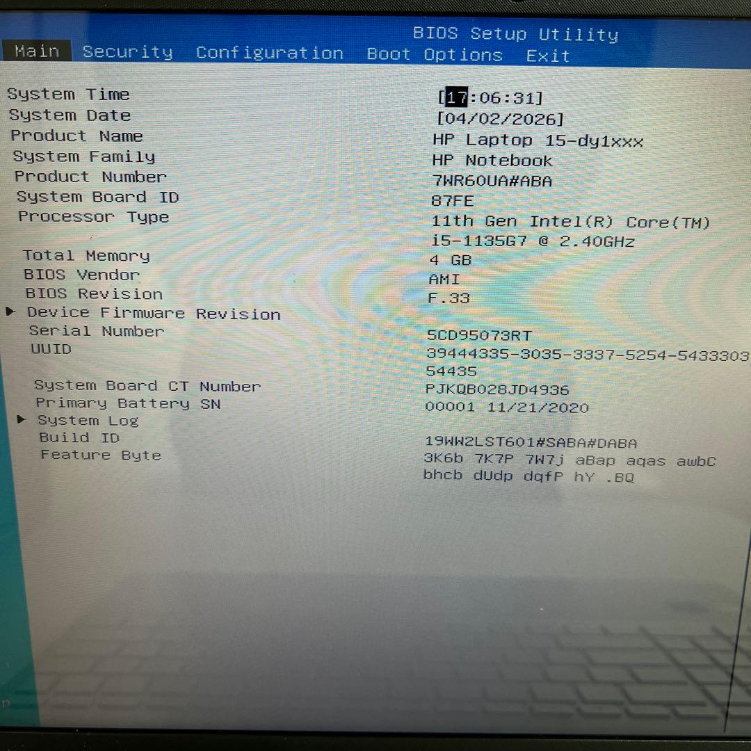 ジャンク HP ノートパソコン 15-dy2086nr