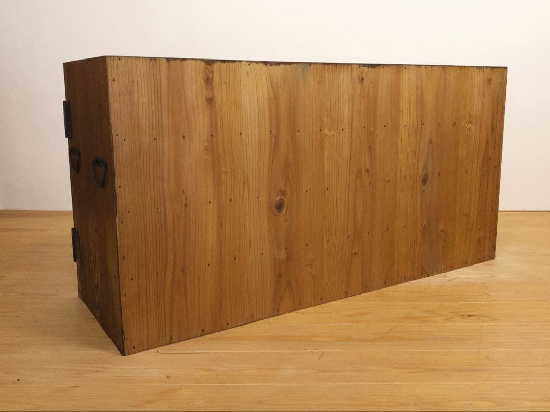 ガラス棚　ローボード　無垢材　M074　古道具　古家具　ビンテージ　アンティーク