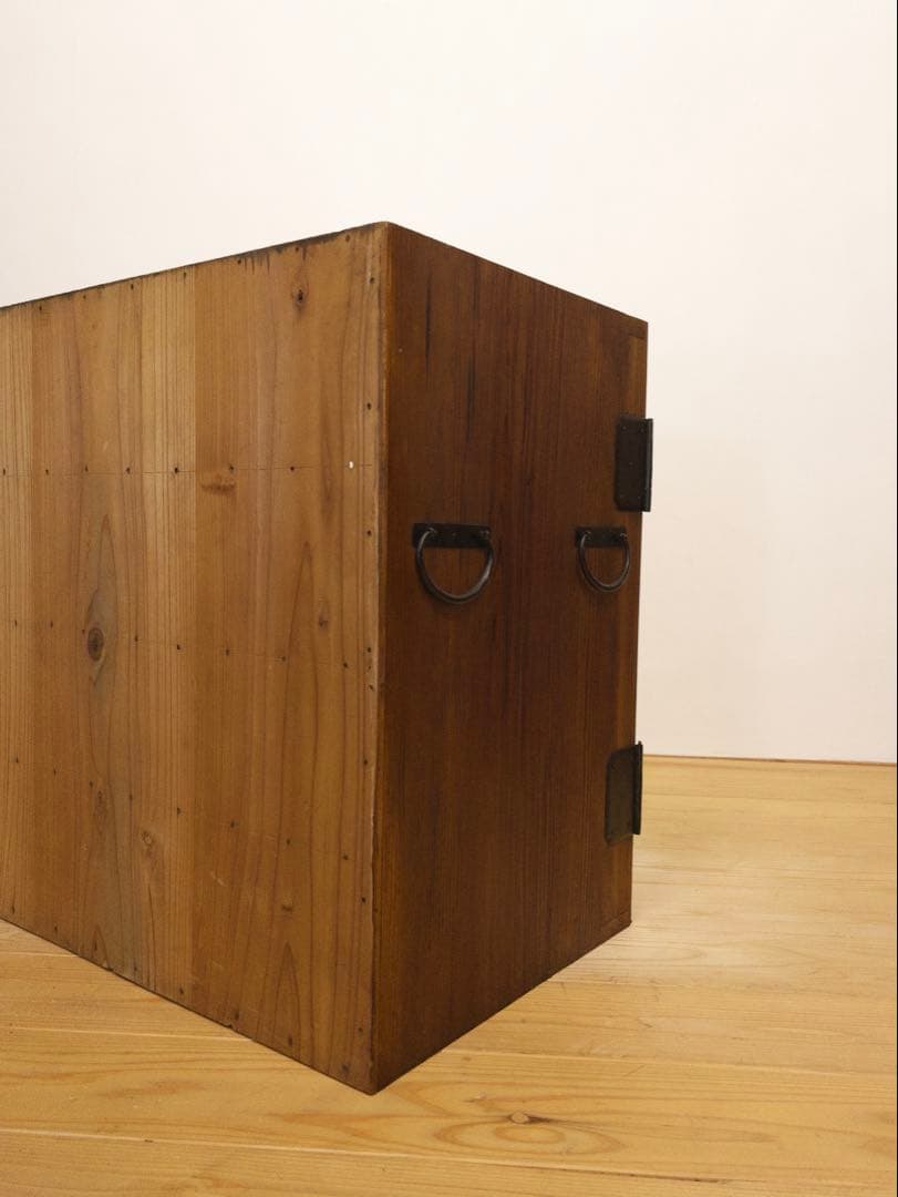 ガラス棚　ローボード　無垢材　M074　古道具　古家具　ビンテージ　アンティーク