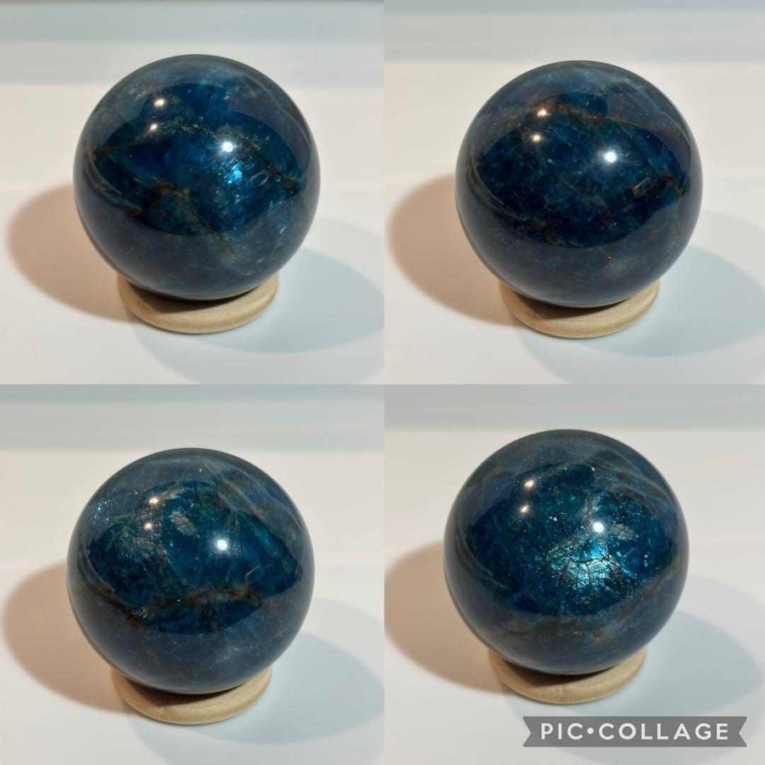 高品質 ブルーアパタイト スフィア　深い青　丸玉 天然石　パワーストーン
