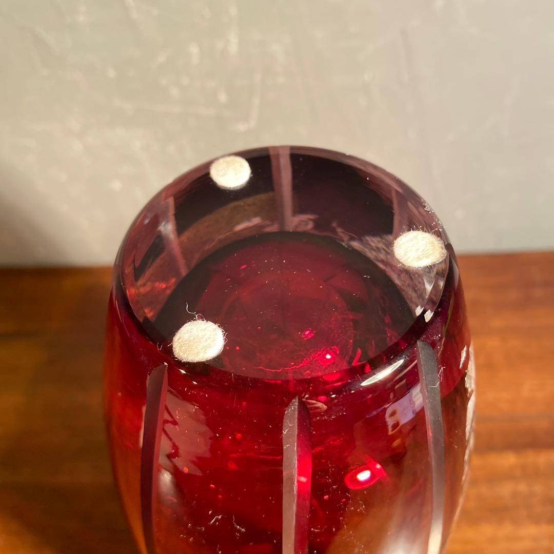 東洋佐々木硝子 紅波瑠 切子花瓶 伝統工芸品 フラワーベース オブジェ
