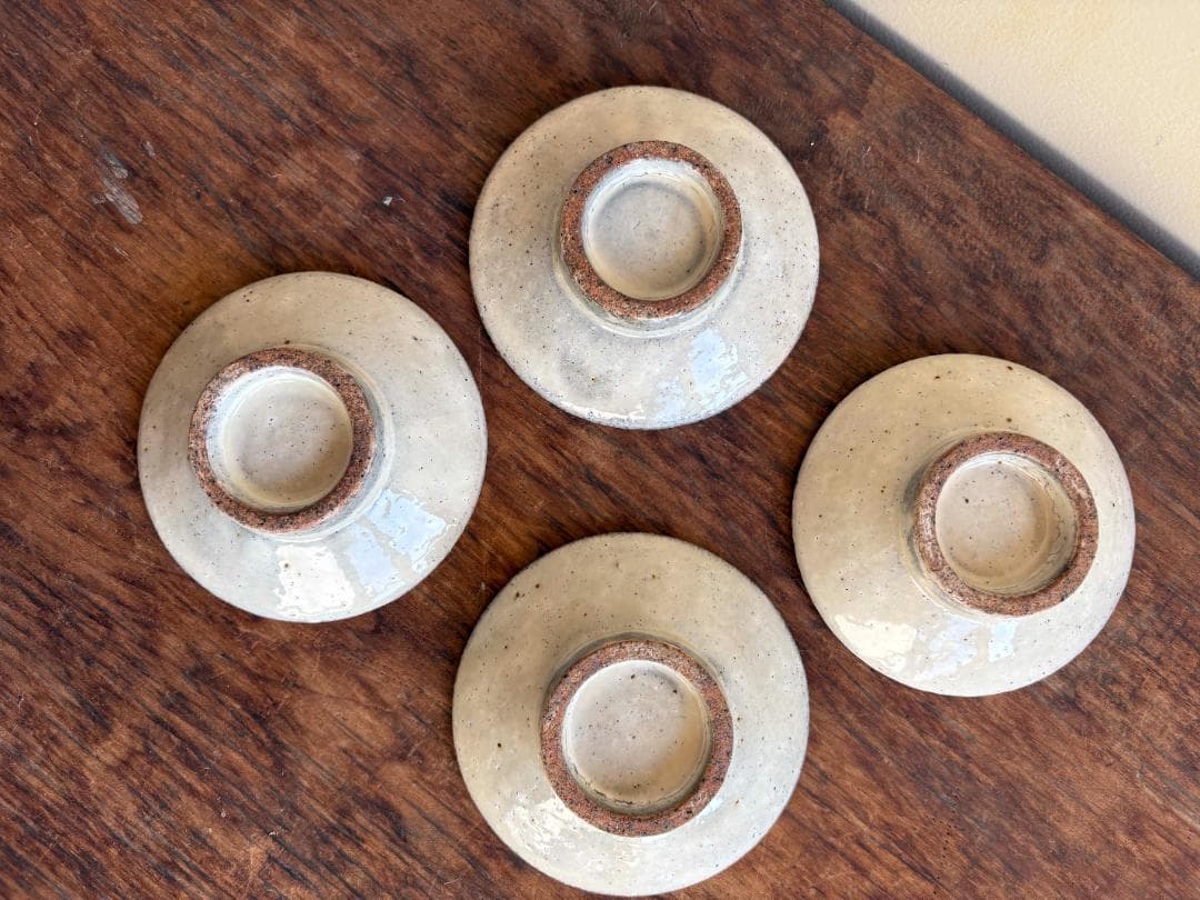 値下げ　舩木研兒　白秞（粉引）高台小皿　４客セット