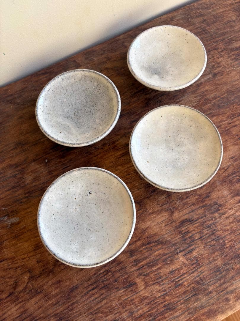 値下げ　舩木研兒　白秞（粉引）高台小皿　４客セット