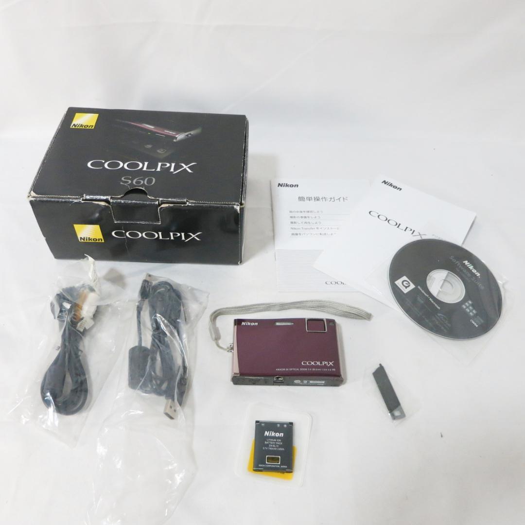 【完動品 美品】Nikon COOLPIX S60 コンデジ ワインレッド