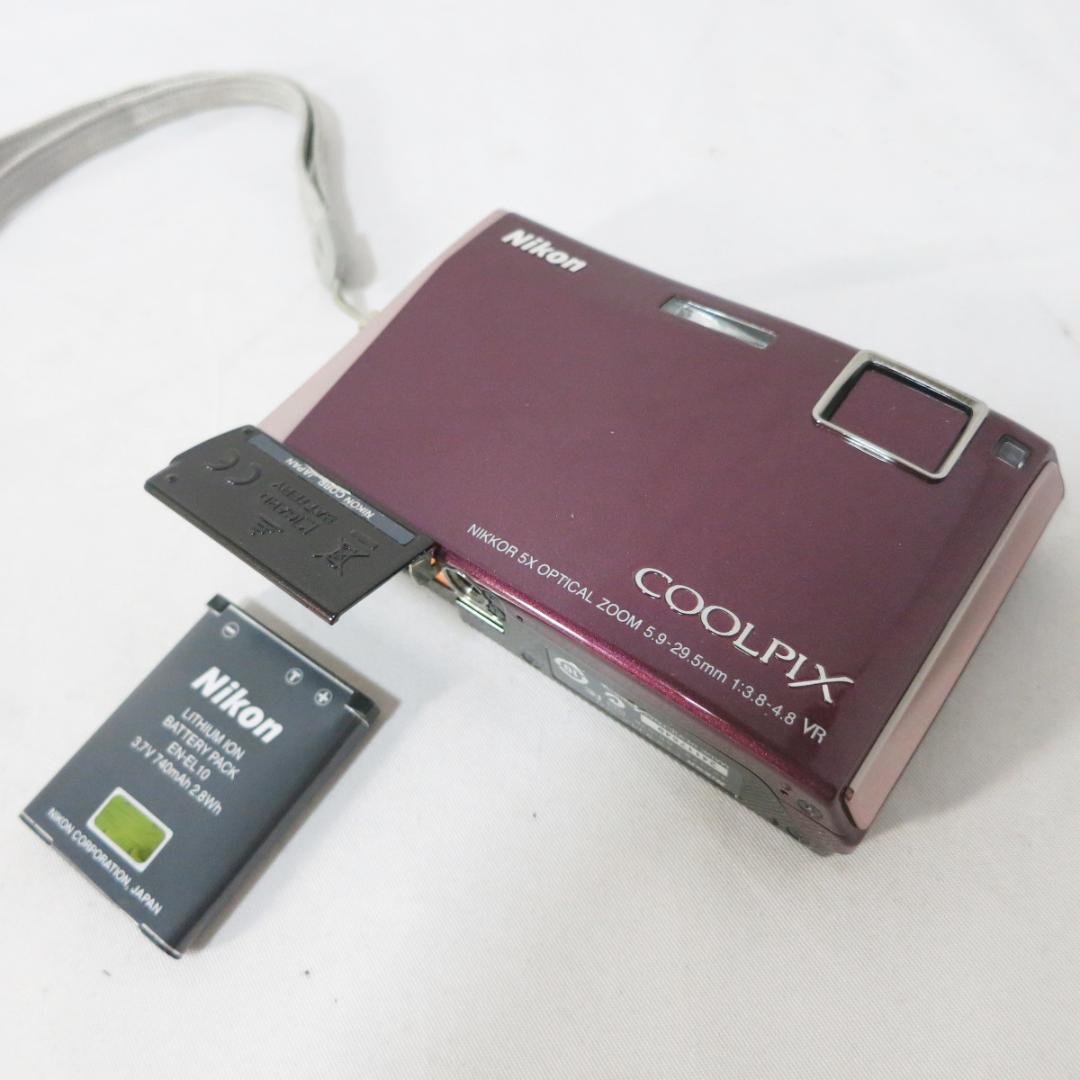【完動品 美品】Nikon COOLPIX S60 コンデジ ワインレッド