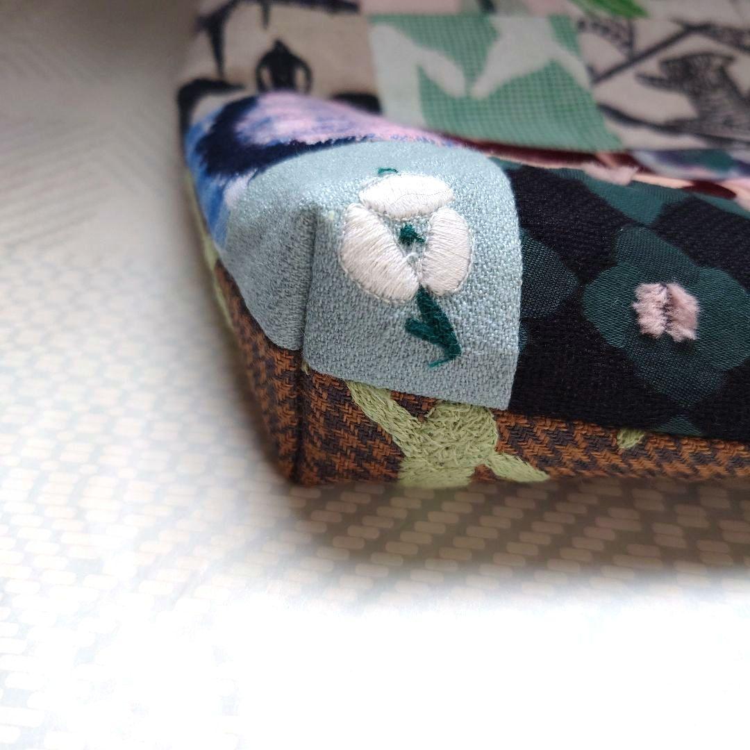 ミナペルホネン　パッチワーク　runrunrun マチ有りミニトートバッグ