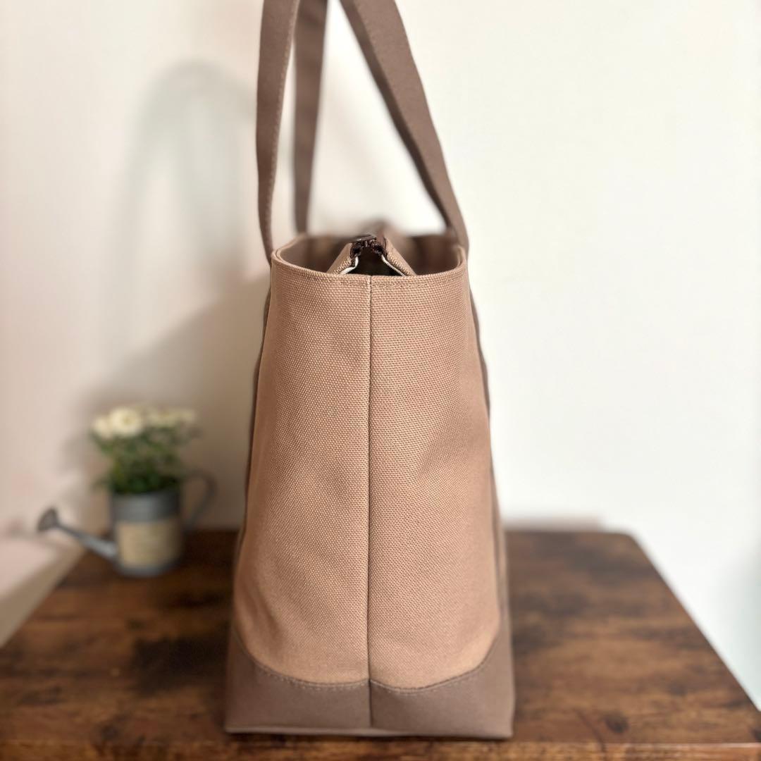 【ゆうママ】あおりポケット付きトートバッグLサイズ　倉敷8号帆布