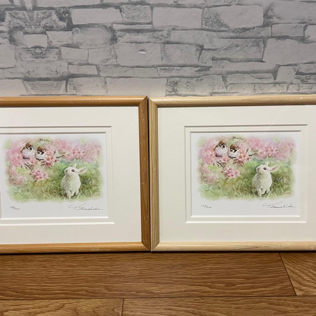 ② 土田穰 ウサギとスズメ　 限定品 可愛い インテリア　おたずねします　春