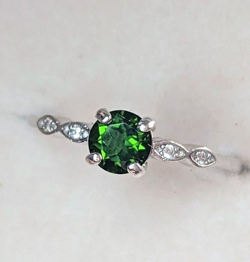 グリーントルマリン 5mm デザイン リング プラチナ コーティング グリーン