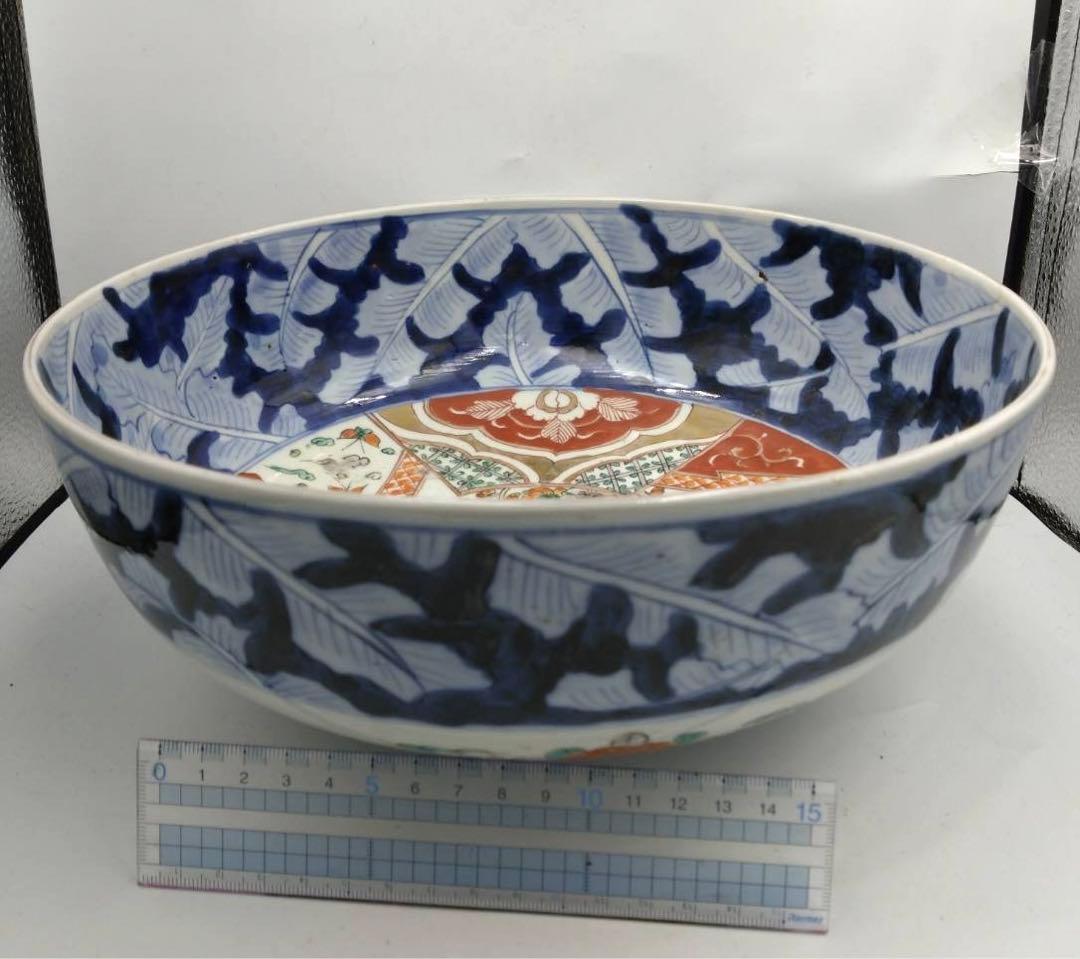 アンティーク 古伊万里 錦手 深鉢 鴛鴦流水辺絵図 直径28cm
