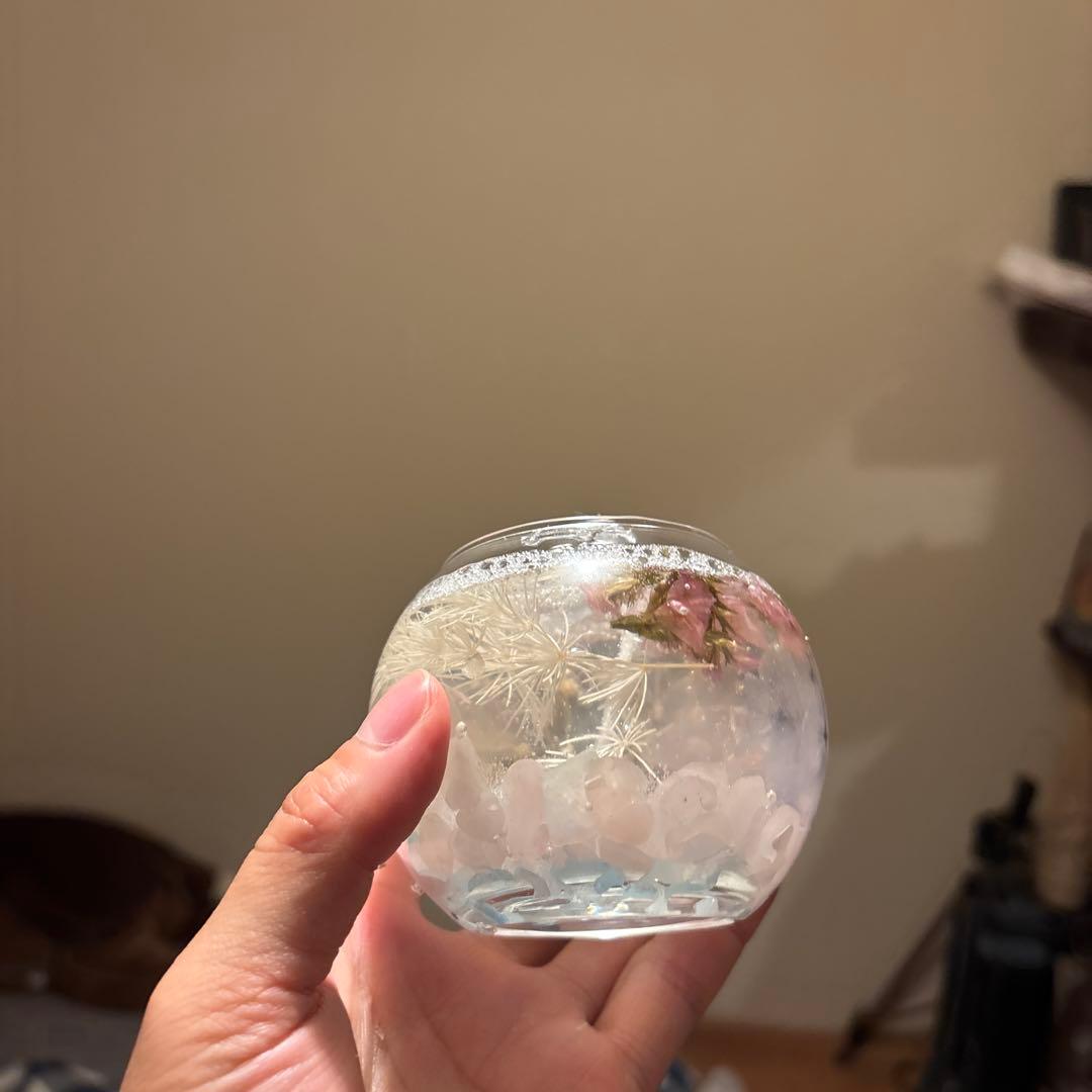 アクアマリンとロースクオーツのパワージェルキャンドル！かわいい！