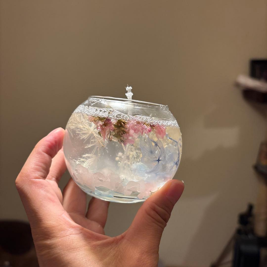 アクアマリンとロースクオーツのパワージェルキャンドル！かわいい！