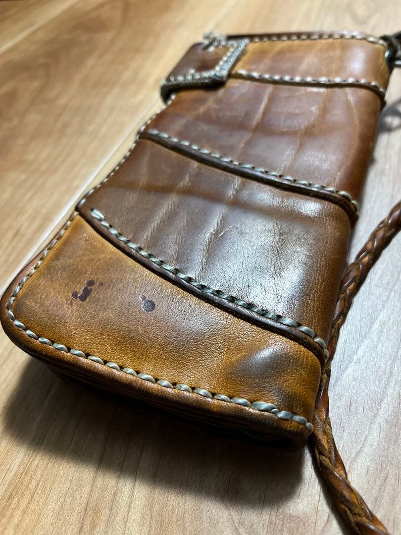 本革レザー ウォレット ハンドメイド☆高級品 手縫い 長財布