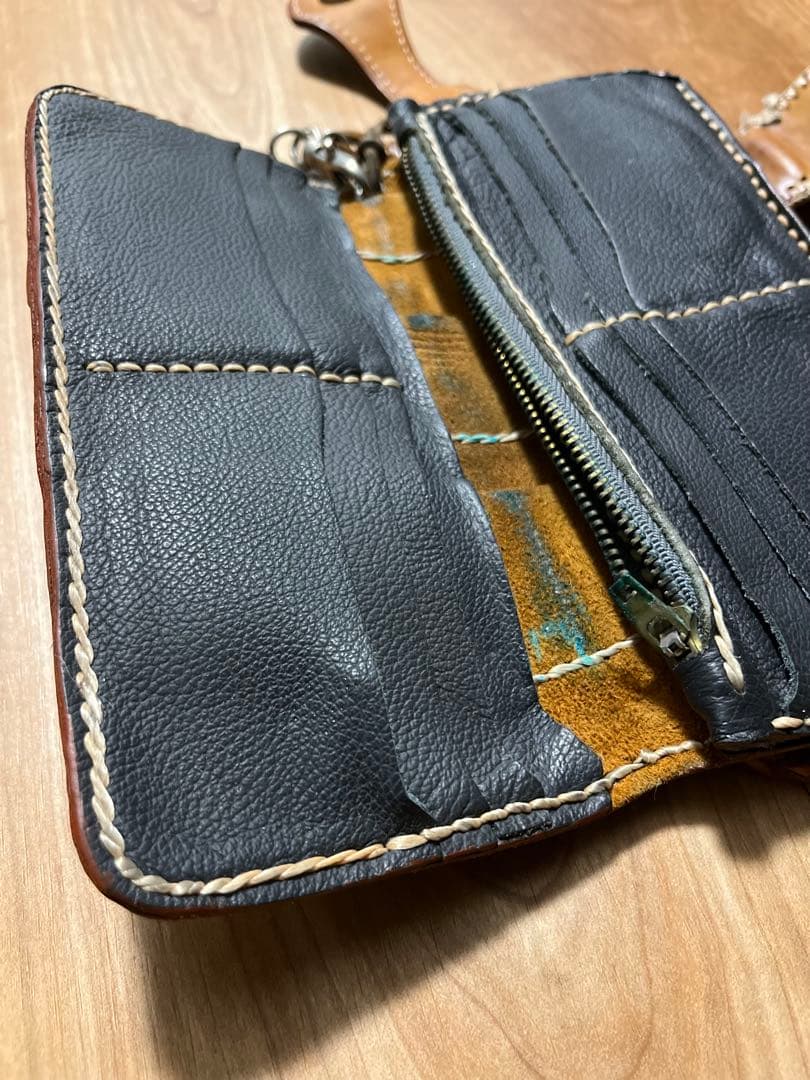 本革レザー ウォレット ハンドメイド☆高級品 手縫い 長財布