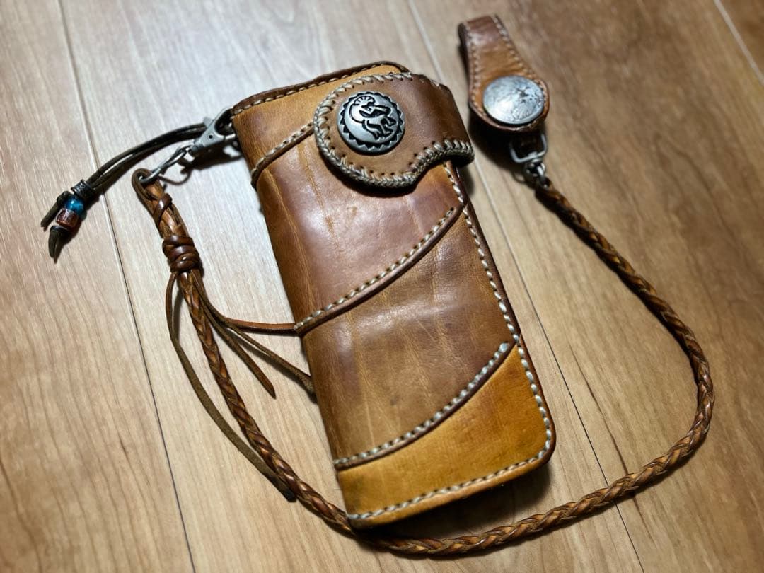 本革レザー ウォレット ハンドメイド☆高級品 手縫い 長財布