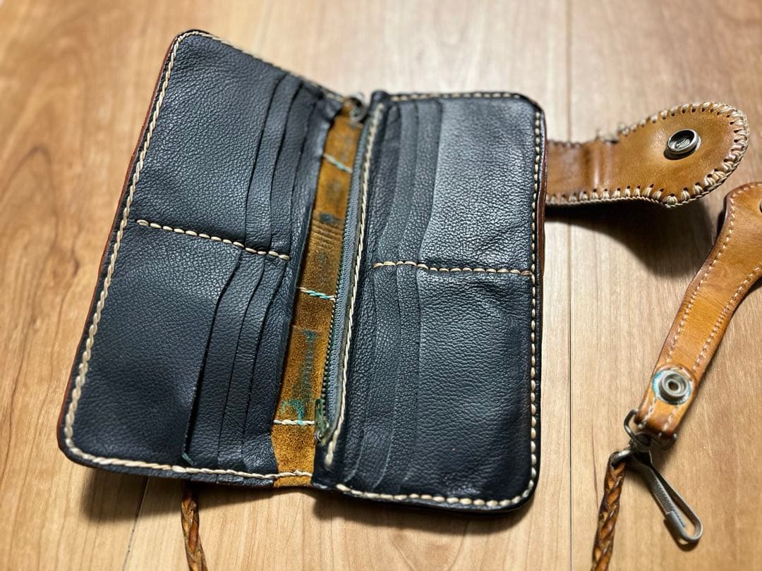 本革レザー ウォレット ハンドメイド☆高級品 手縫い 長財布