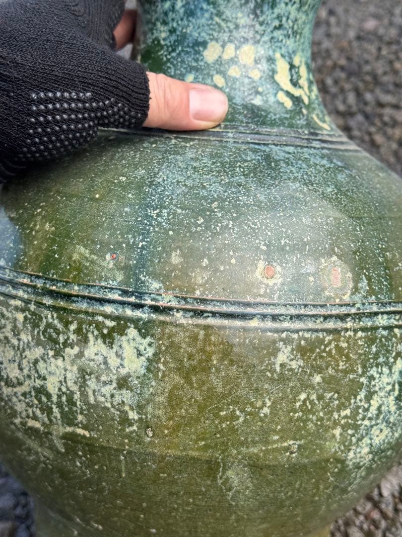 ‼️早速値下‼️リサイクルFORT‼️本日買取①‼️中国製で漢時代の緑釉‼️双獅子耳付き‼️