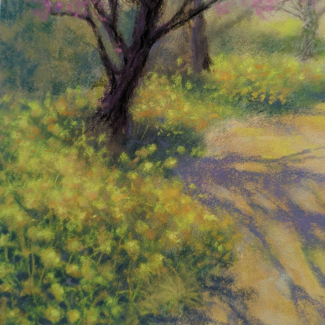 春　風景画 　額、マット付き　原画　絵画　パステル