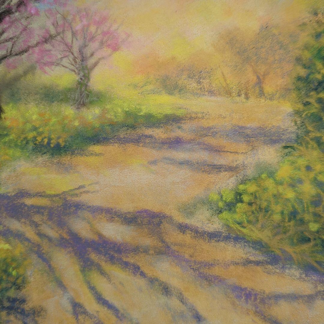 春　風景画 　額、マット付き　原画　絵画　パステル