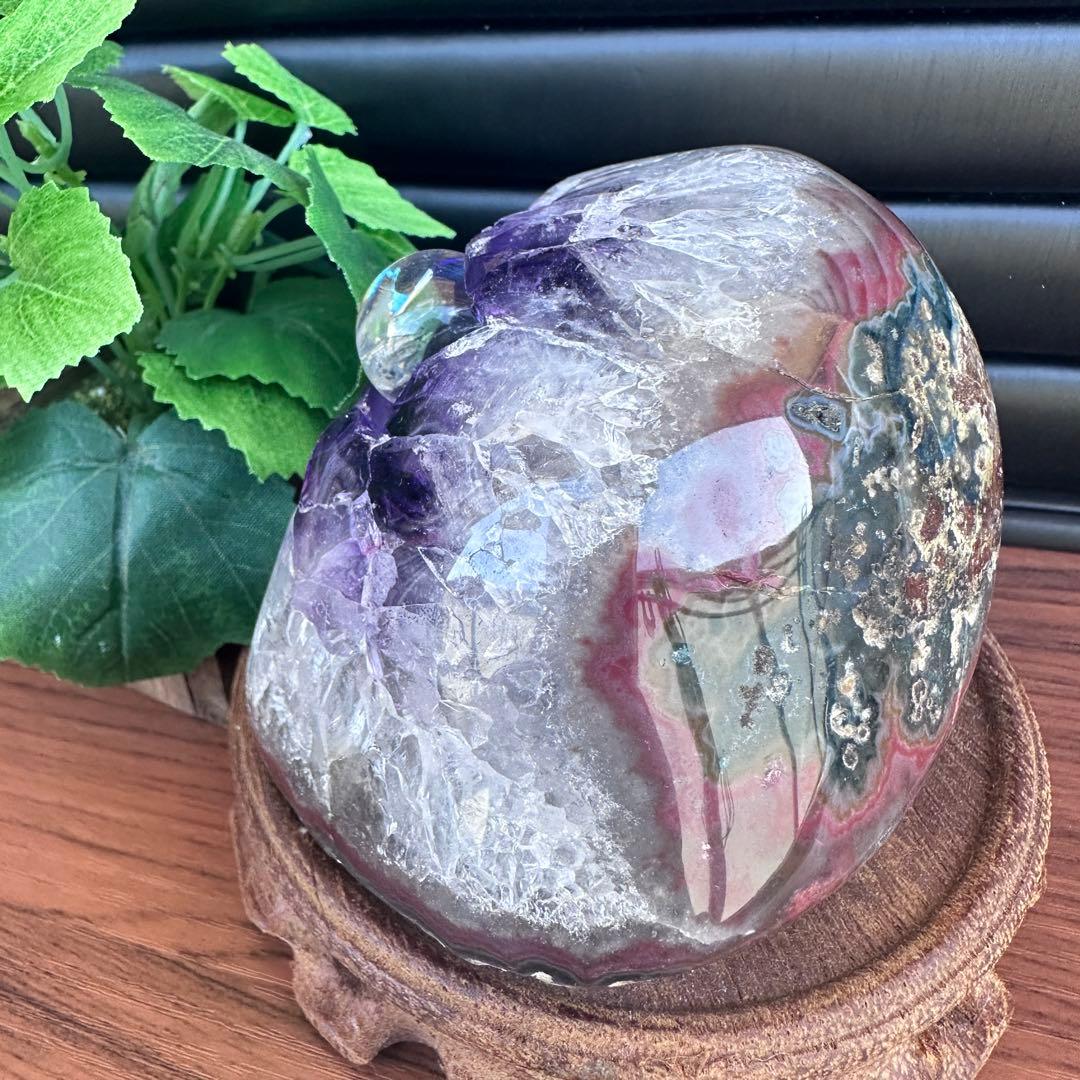 濃紫の煌めき☆瑪瑙☆&アメジストミニドーム&アイリスクォーツ浄化セットA1092