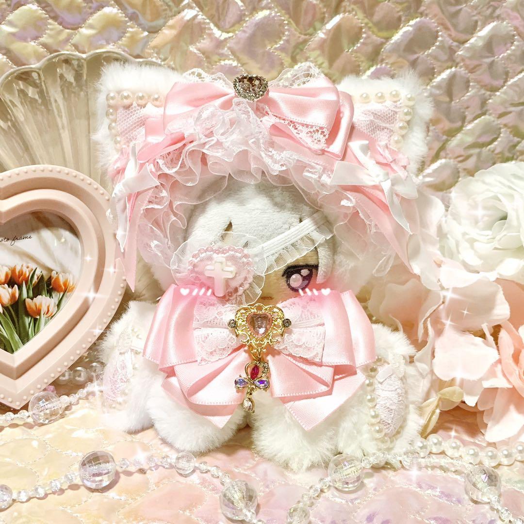 ❤︎おすわりぬい服　ぬい服　ちびぐるみ　11cm　ピンク　ドレスアップねこちゃん❤︎