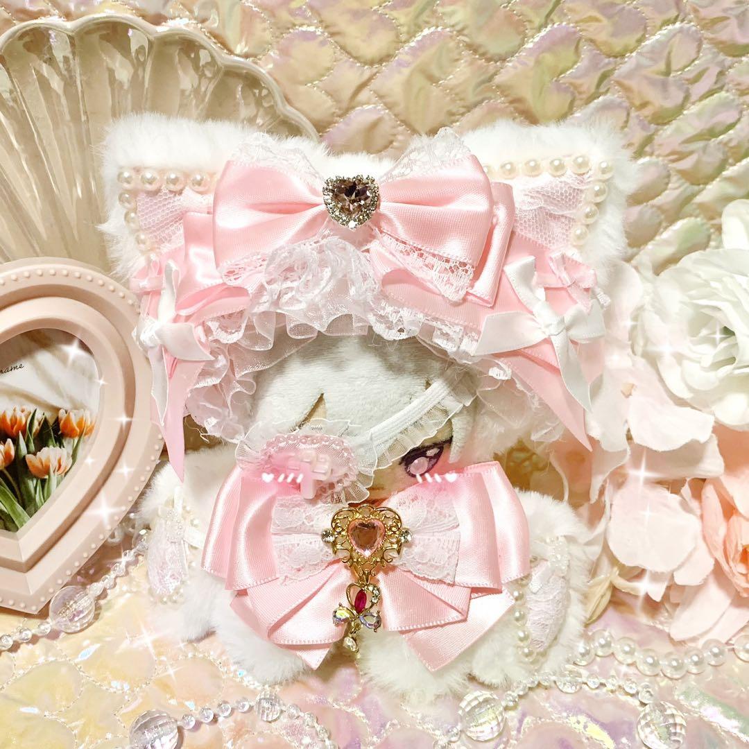 ❤︎おすわりぬい服　ぬい服　ちびぐるみ　11cm　ピンク　ドレスアップねこちゃん❤︎