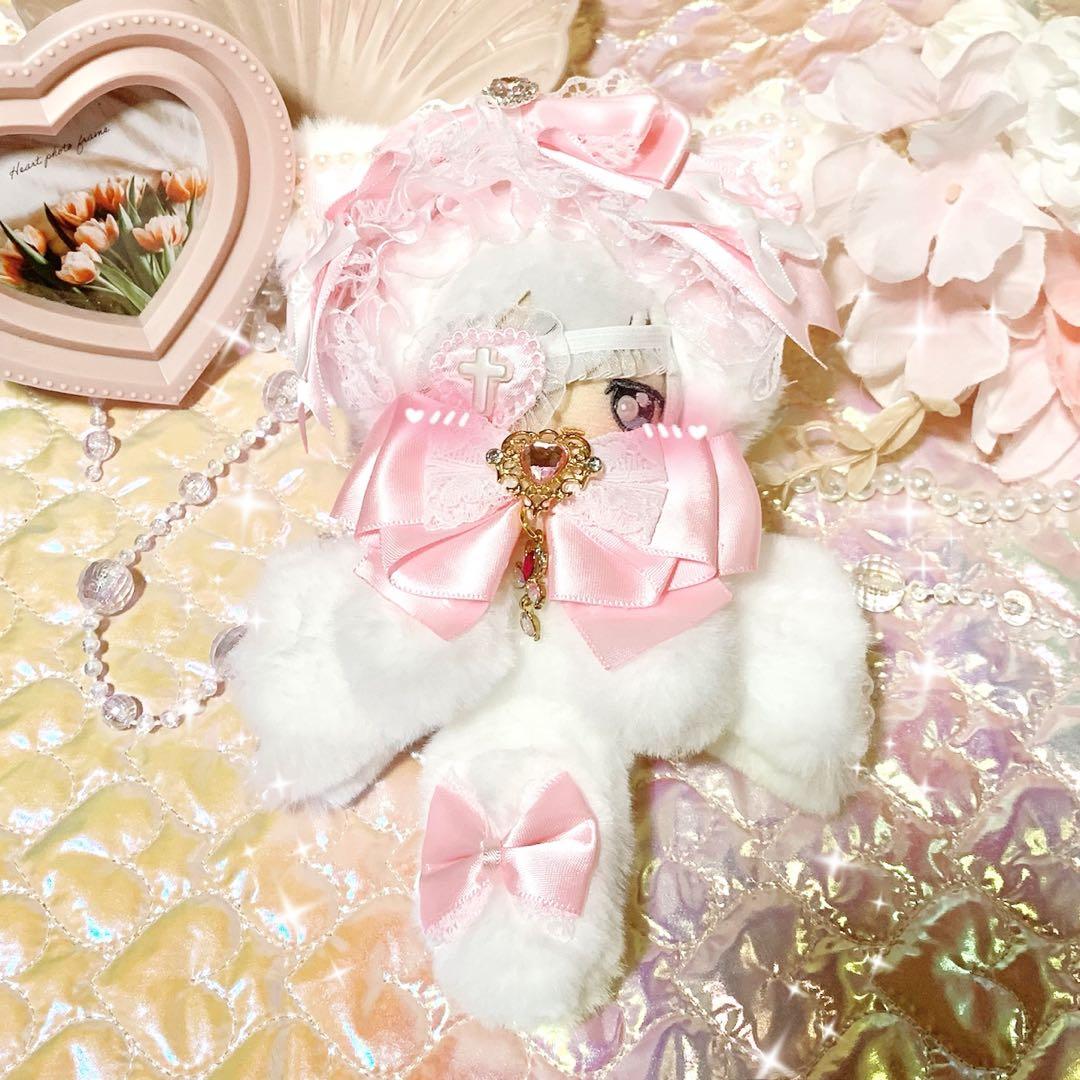❤︎おすわりぬい服　ぬい服　ちびぐるみ　11cm　ピンク　ドレスアップねこちゃん❤︎